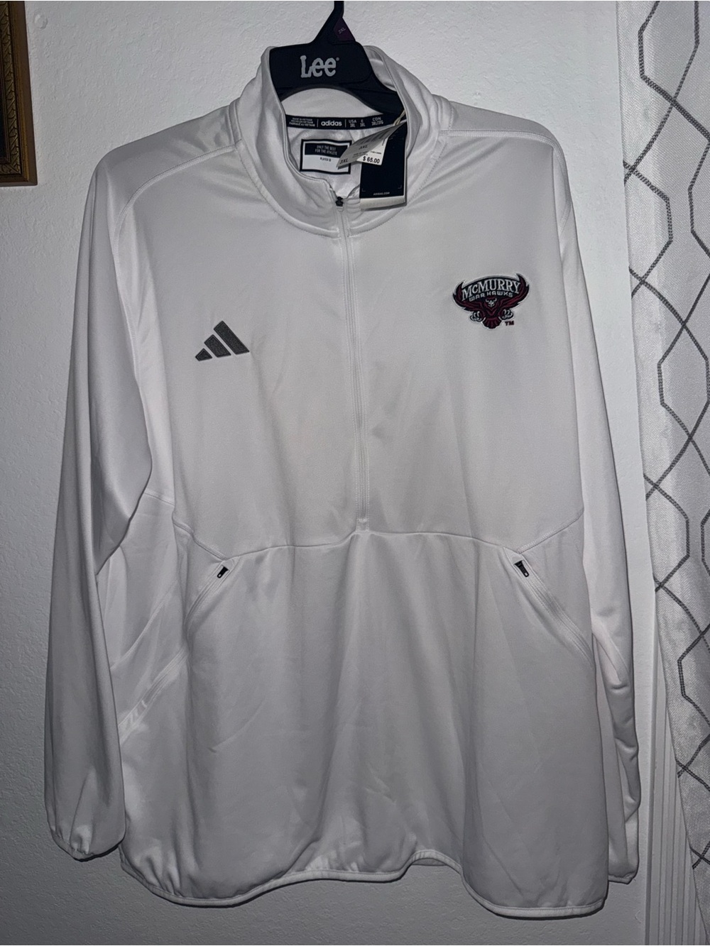adidas White 1/4 Zip Pullover with Subtle Branding